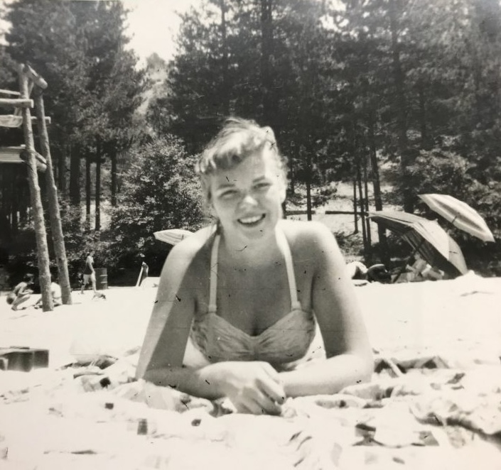 Mom on the beach in California, early 1950s
